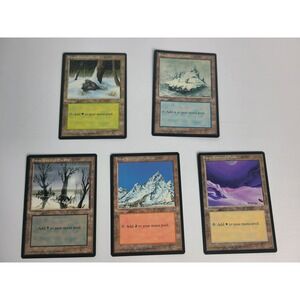 Ice Age Snow-Covered Land Set 1995 LP BlackBorder MTG Forest Island Plains Swamp